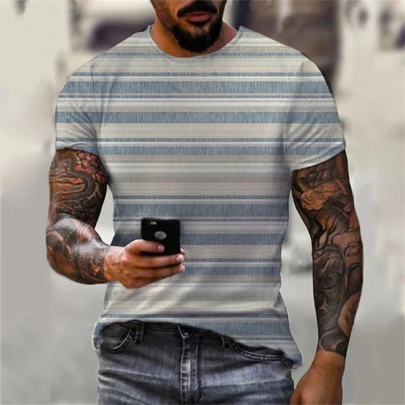 Street Hip Hop Men Women Stripe Print T-Shirt Daily Casual Oversized Sportswear Gym Tops Ropa Hombre Summer Short Sleeve Tees
