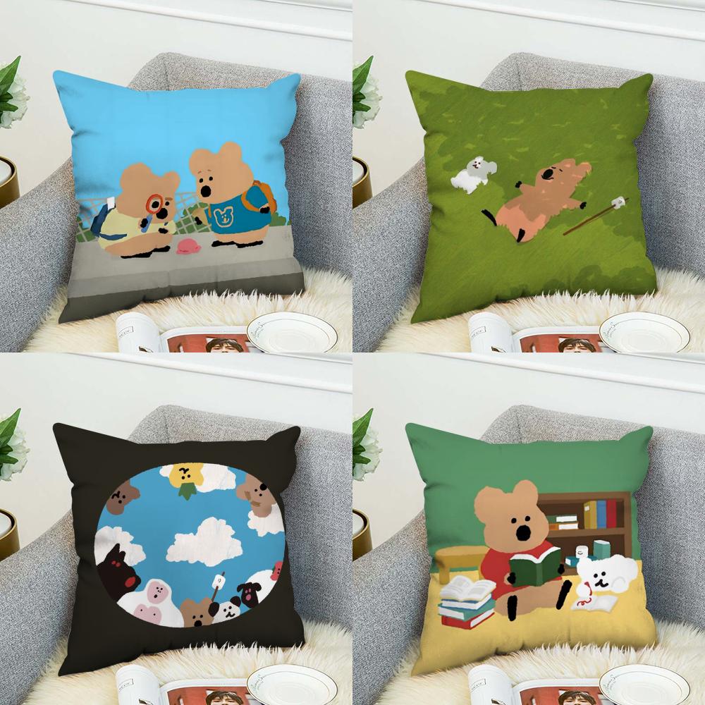 DDinotaeng Pillow Case For Car Sofa Decorative Home Doublesided Print Plush Square Throw Pillow Cushion Cover
