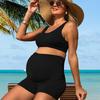Bañador de una pieza para mujer embarazada con soporte abdominal y color liso para vacaciones en la playa y ropa de playa