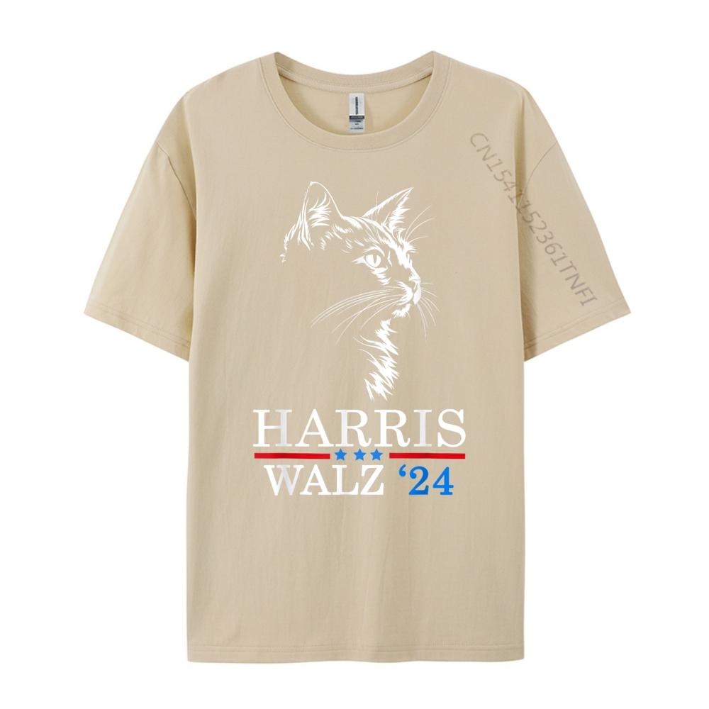 Harris Waltz 2025 Election Kamala Harris Cat Lady Mens Designer T Shirt Men Short Sleeve Tee Gothic Style
