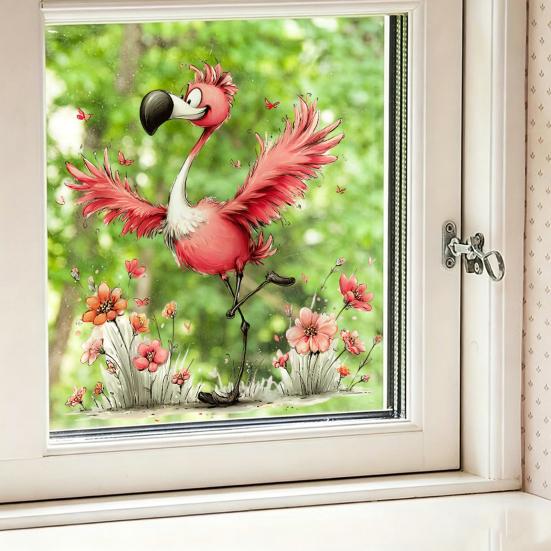 Cute Animal Window Cling Removable Cartoon Squirrel Raccoon Frog Panda Fox Glass Decals for Home Classroom Office Kids' Room Decor