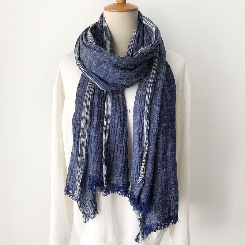Fashion Striped Cotton Linen Scarf For Men Women Soft Warm Pashmina Short Tassel Scarves Male Accessories Bufandas Shawls