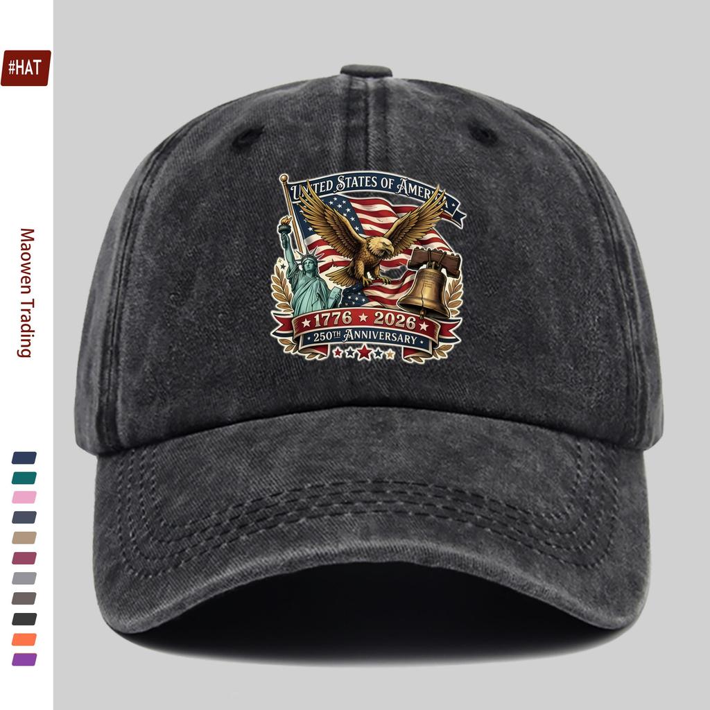 Pc American Th Anniversary Baseball Cap MenS and WomenS USA Flag and Statue of Liberty Print Adjustable Strap Vint