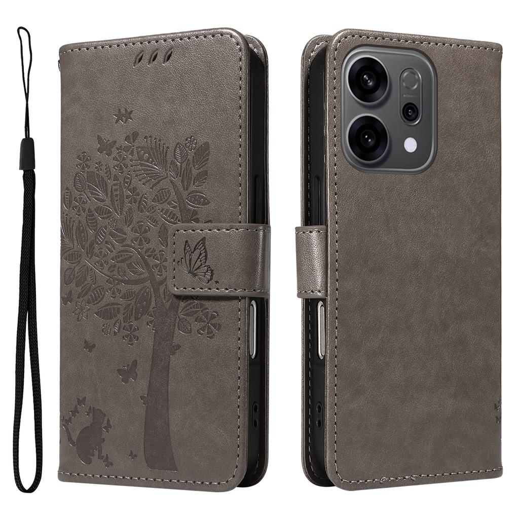 Pro Oppo Reno14 5G (Čína)/Oppo Reno14 F 5G/Oppo Reno14 5G (Globální) Pouzdro na telefon se stojánkem Vzor kočičího stromu Kožená peněženka Mobilní kryt