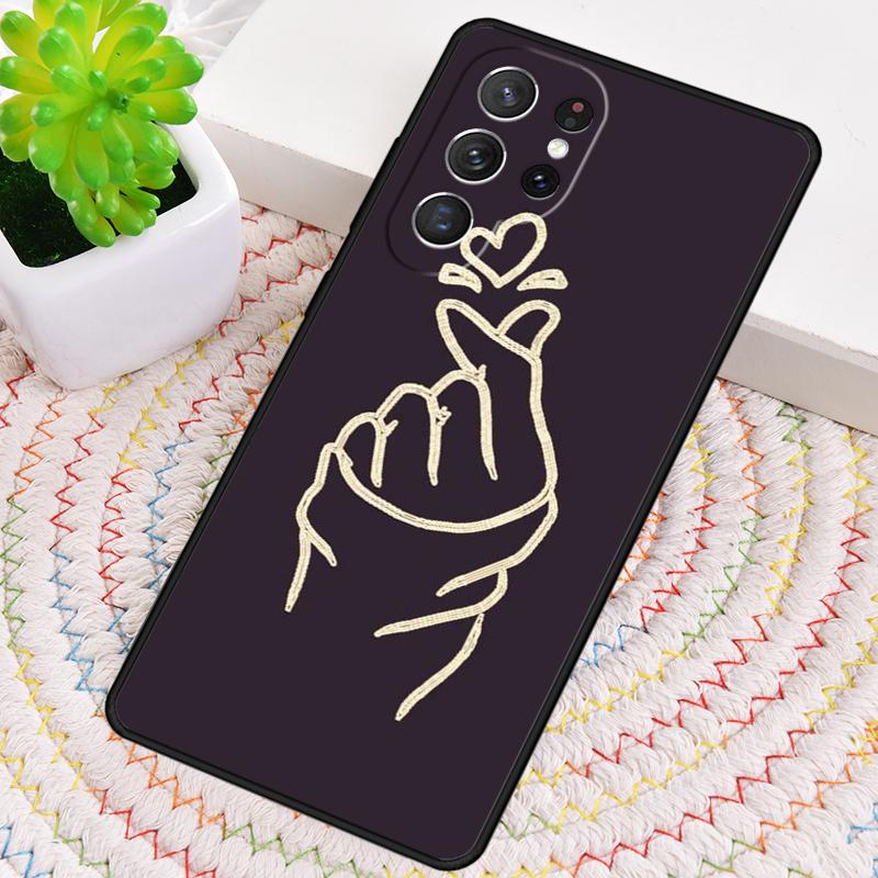 Cute Korean Font Saranghae I Love You Phone Case for Samsung Galaxy Note 10 Pro S26 Ultra S23 S24 FE S25 S21 S22 PLUS Cove