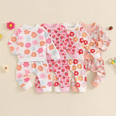 Autumn New Children Long Sleeve Clothes Set Baby Girls Floral Print Sweatshirt + Casual Pants 2pcs Suit Kids Sports Outfits