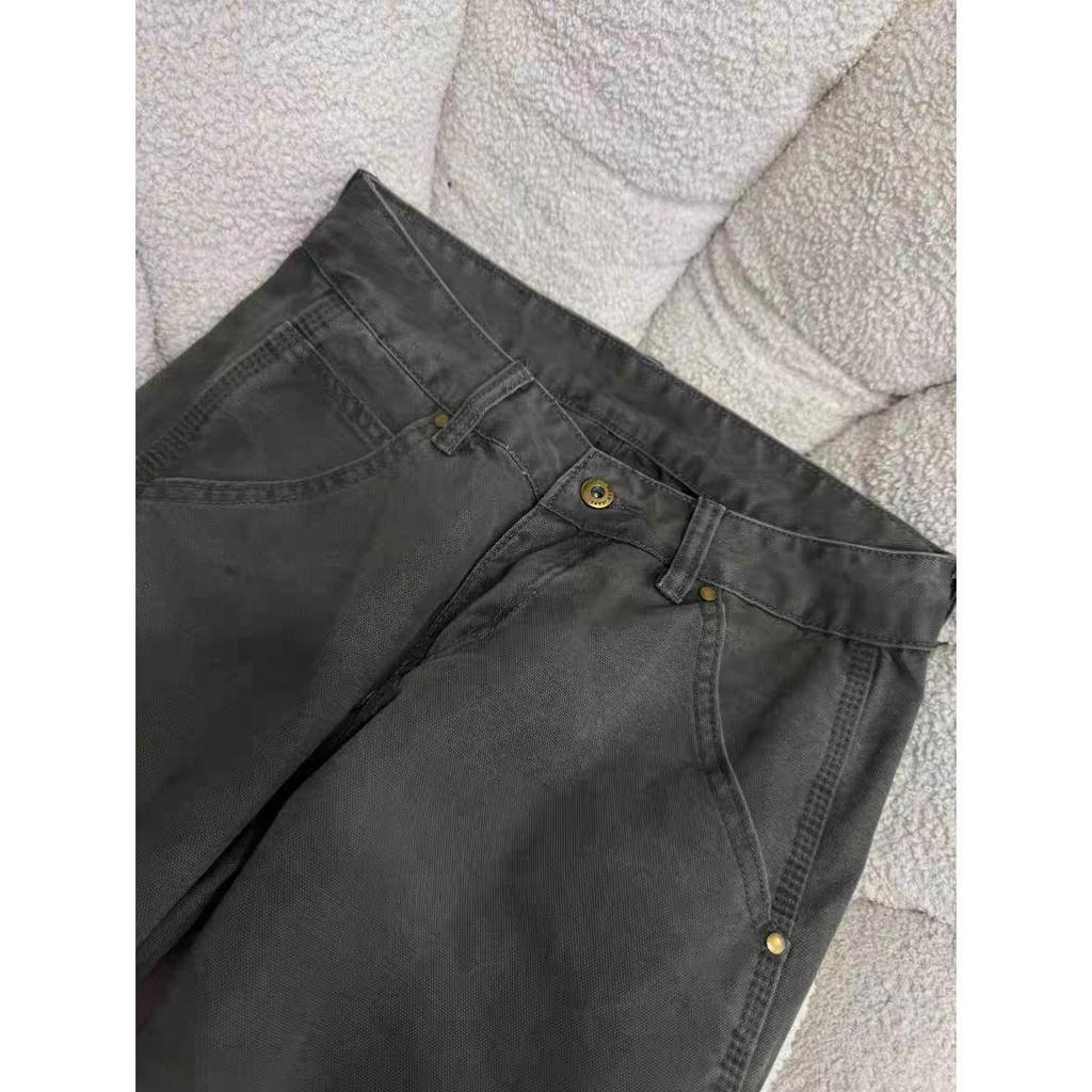 Women's High Waist Military Green Wide-Leg Cargo Jeans - Retro Floor-Length Pants