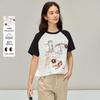INMAN Lustiges Haustier-Print Kontrast Baumwoll-T-Shirt