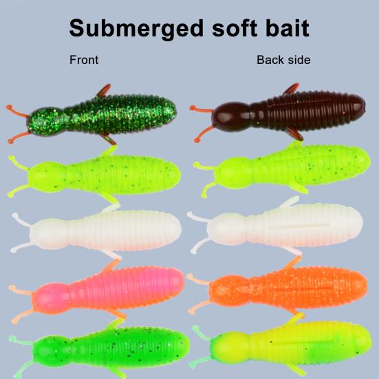 5 Stück 6CM/7G Weichwurm-Köder Langsam sinkend Gesalzen Glitzer Bionischer Köder Bunter PVC Kunstköder Salzwasser Süßwasser Schlangenkopf Angelzubehör