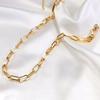 Stainless Steel Paper Clip Chain Oval Buckle Necklace Titanium Steel 18K Gold Electroplated Jewelry SS-054