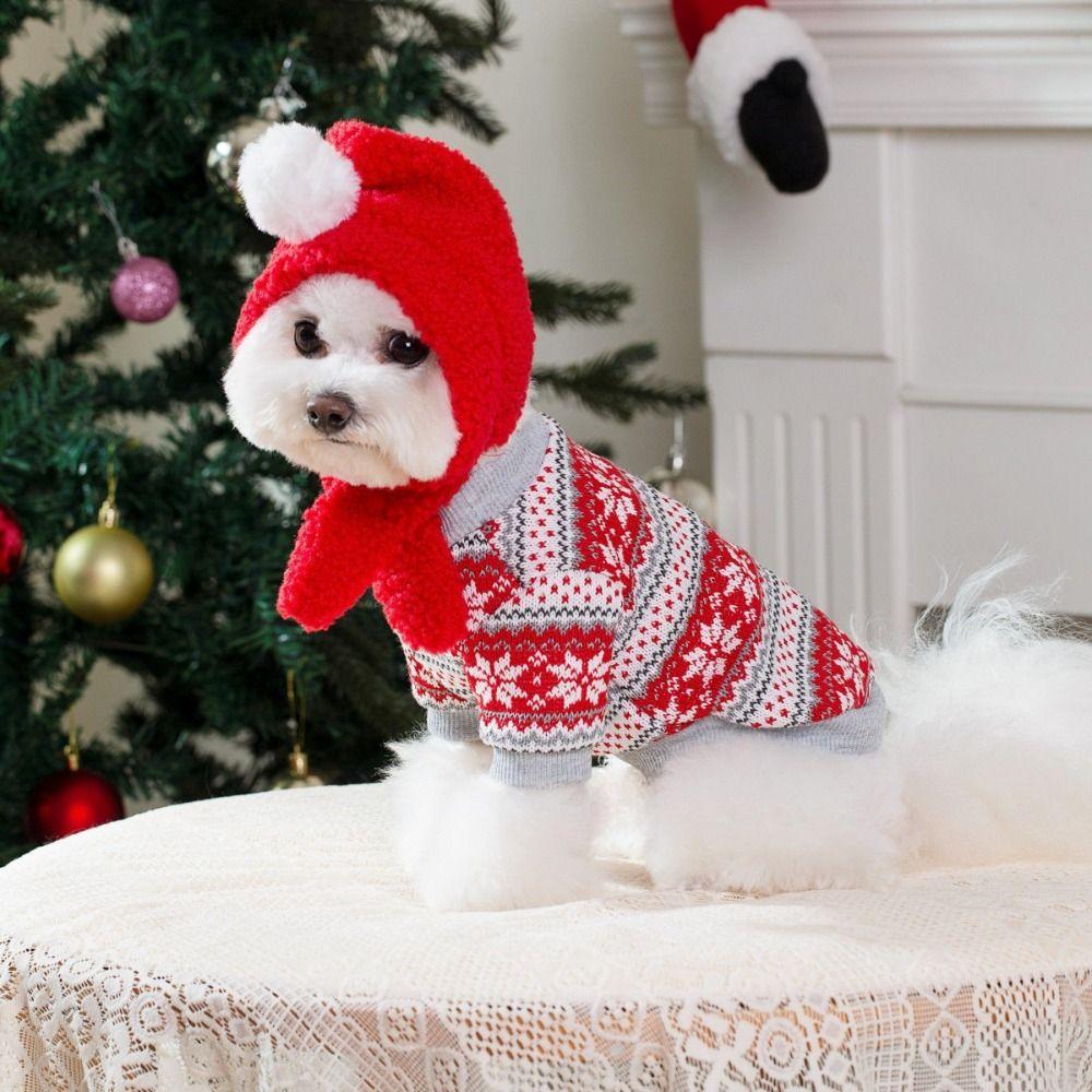 Pet Clothing Dog Christmas Sweater Thick-Warmed Knitted Pullover for Small Medium Dog
