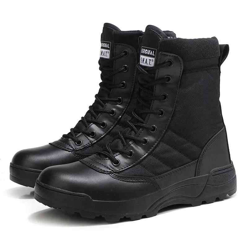 Outdoor Men Hiking Boots Black High Top Desert Boots Unisex Platform Ankle Boot Comfortable Wear-Resistant Men Working Boots New