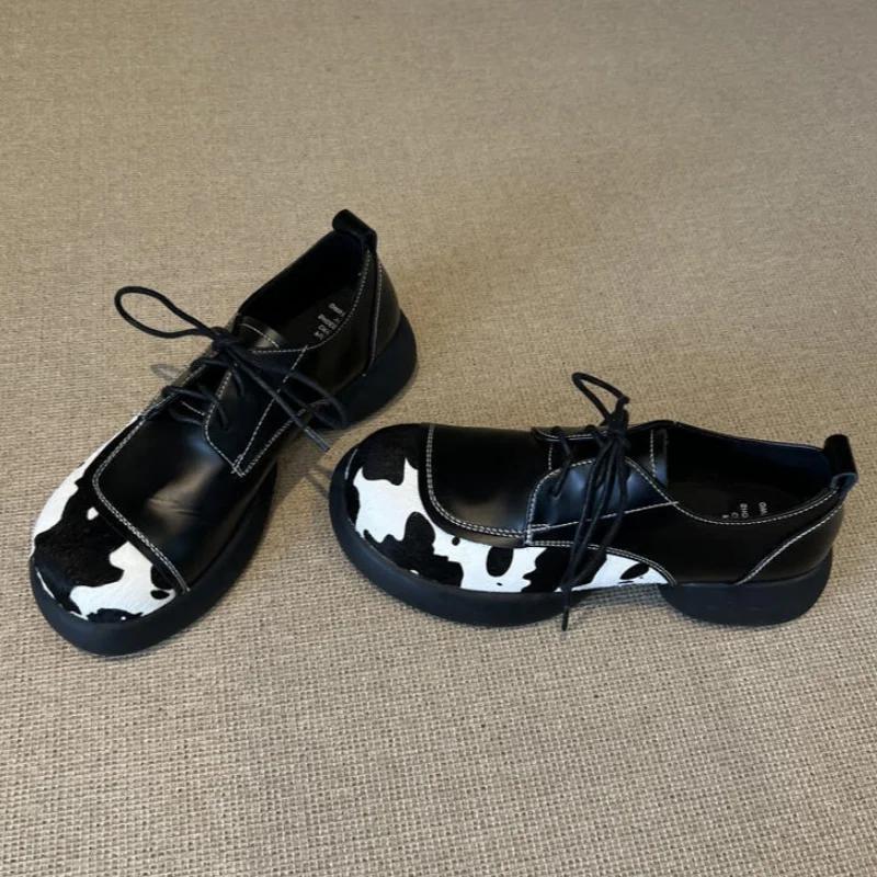 Women's Soft Sole British Style Flats Fashion Casual Loafers Comfortable Rubber Bottom Non-slip Shoes