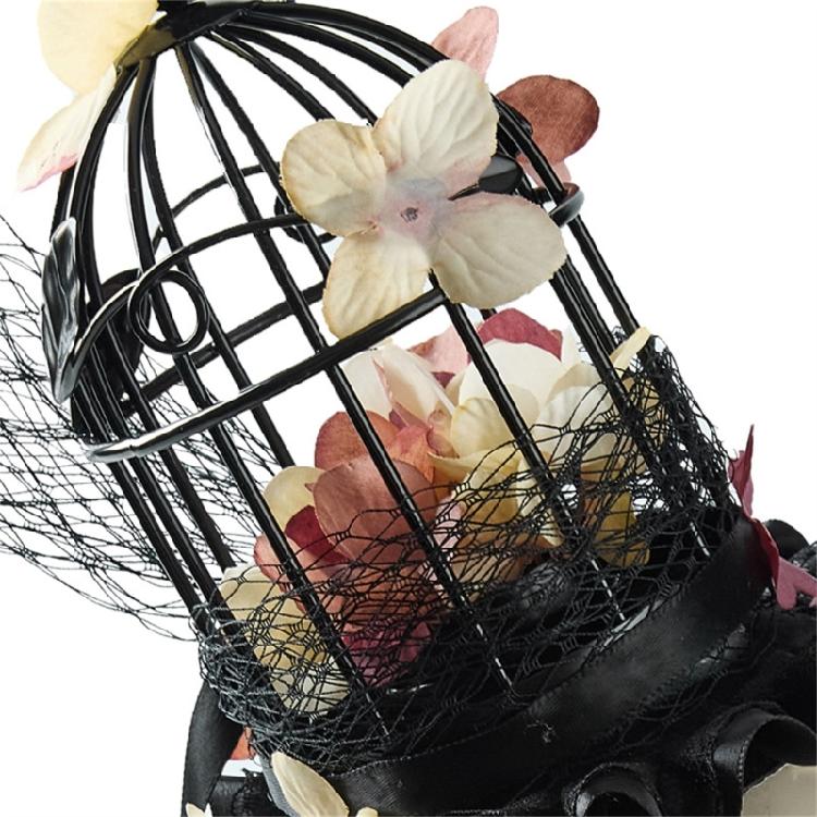 Dark Series Birdcage Miniature Hat Hair Pin with Flower Decors Vintage Headpiece For Wedding and Special Occasion