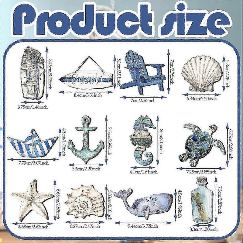 36 PCS Ocean Beach Wooden Decorations Summer Tree Decor Coastal Sea Pictures 2025 New