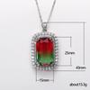 Silver Plated Emerald Cut Gradient CZ Pendant Necklace, Double Halo Cable Chain Necklace for Women