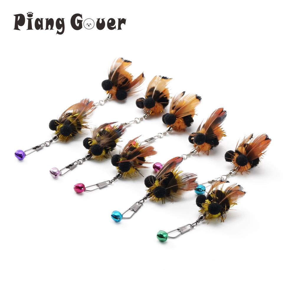 10pcs Simulation Little Bee Cat Toy Replaces Head Cat Teasing Stick Teasing Interactive Pet Toy