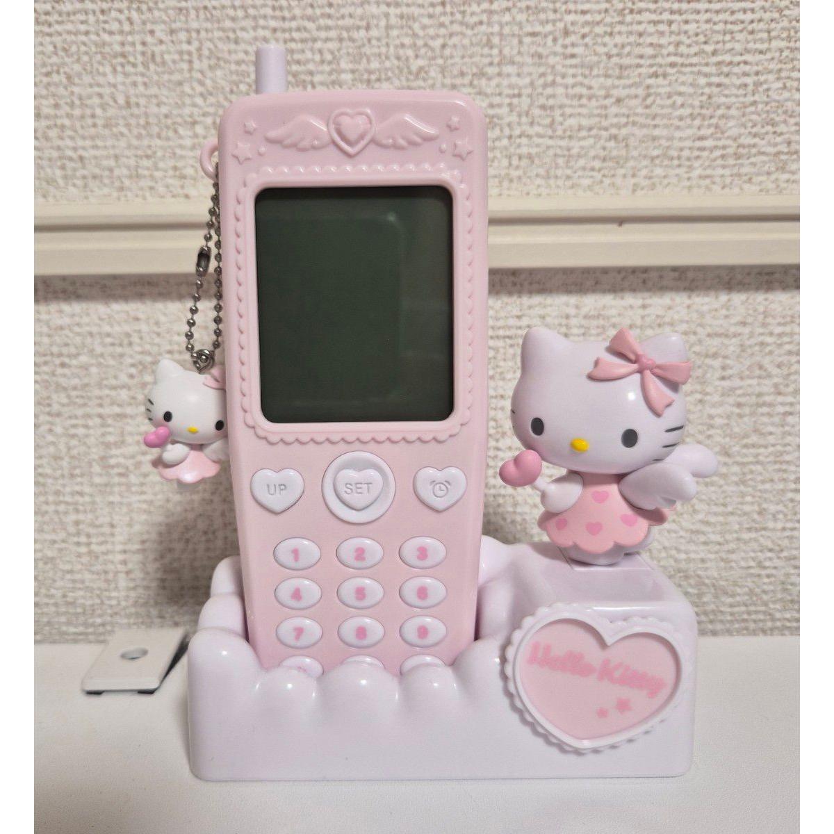 Used Hello Kitty flip phone type table clock Sanrio