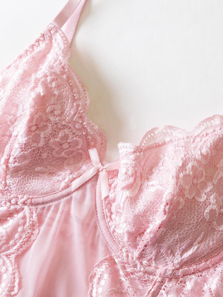 Multi-Color Lace Sexy See-Through Push-Up Camisole and Fishbone Bra Lingerie