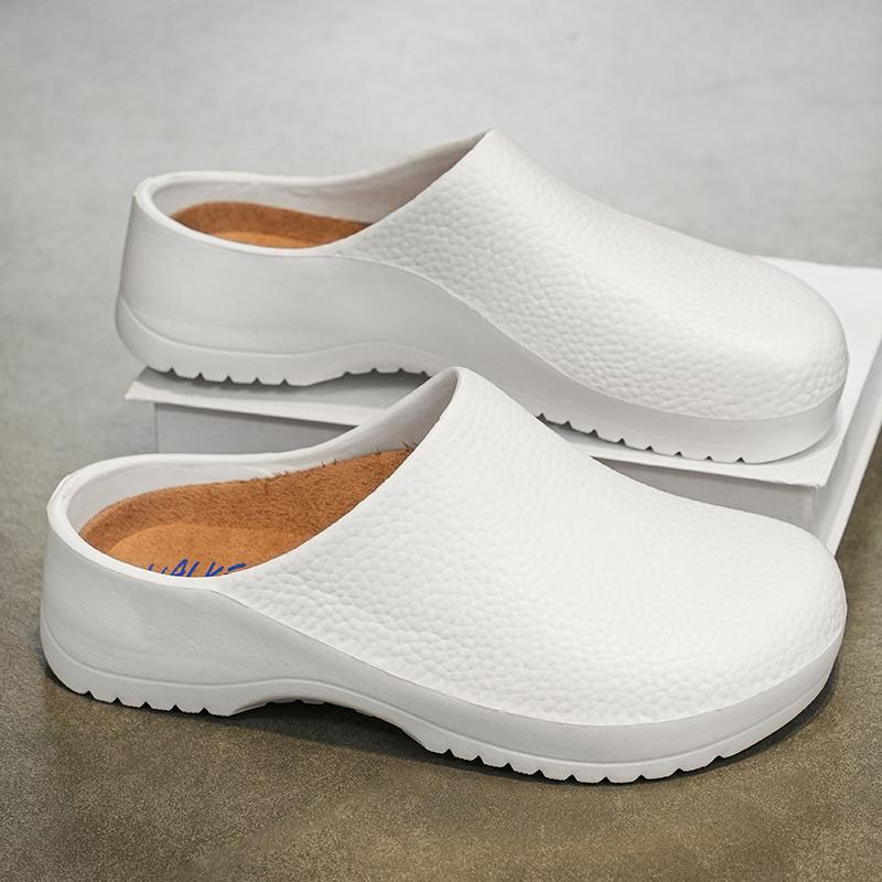 47 XL Sommersandalen Herren Arbeitsflach El Küche Anti-Rutsch Ölbeständig Schuhwerk Herren Gemütlich Luftig Kochschuhe Sicherheit 38-39 white