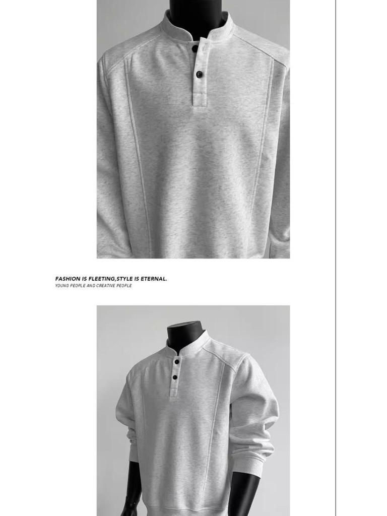 Men's Half-High Collar Hoodie: Autumn/Winter American Style, Heavyweight, Trendy Long Sleeve Top