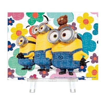 Yanoman 150-Piece Jigsaw Puzzle, Petit Paris Clear Series, Minions Happy Flower (7.6x10.2cm), 2308-48, Includes Piece Request Postcard and Easel