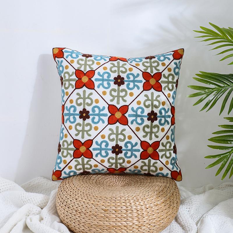 Ins Floral Embroidery Pillow Case Living Room Sofa Decoration Flower Bedroom Bedside Pillow
