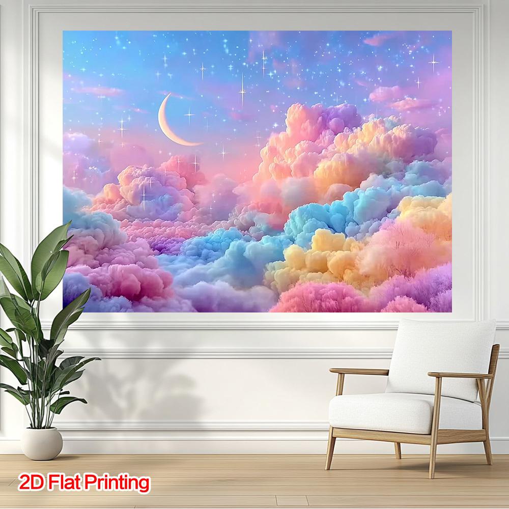 2D Plane 1 Piece of 2D Plane Dreamy Soft-colored Cloud Photography Background Fabric Made of Polyester Material