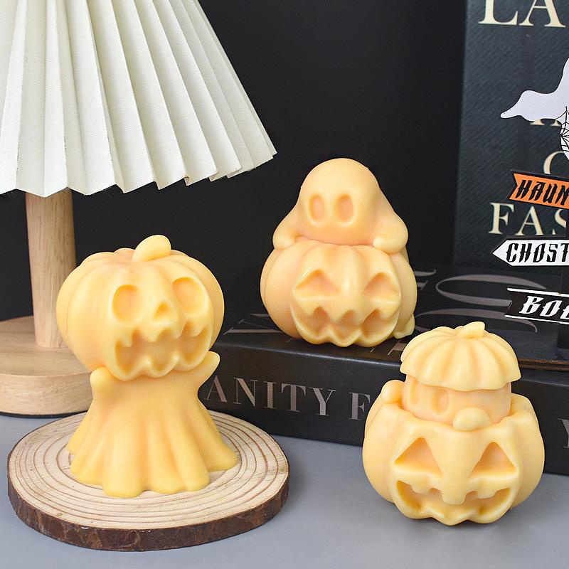 3D Pumpkin Ghost Aromatherapy Candle Silicone Molds DIY Halloween Horror Pumpkin Gypsum Wax Mold Resin Crafts Accessories