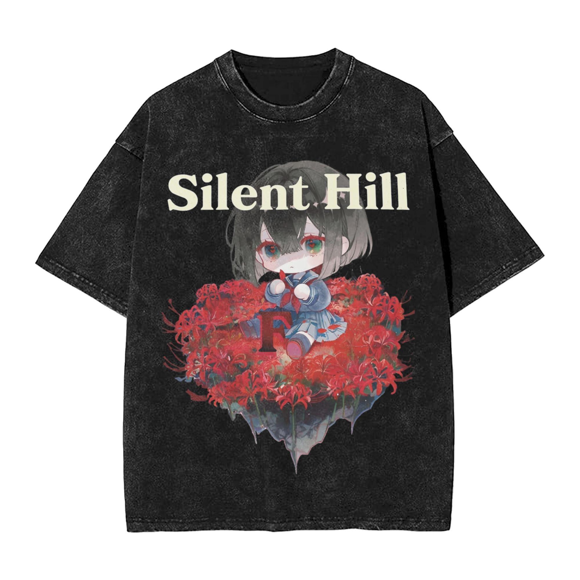 

Silent Hill F Hinako T Shirts Hip Hop Washed Short Sleeve T-Shirt Vintage for Men Women Graphic Printed Tops Tees 2XL