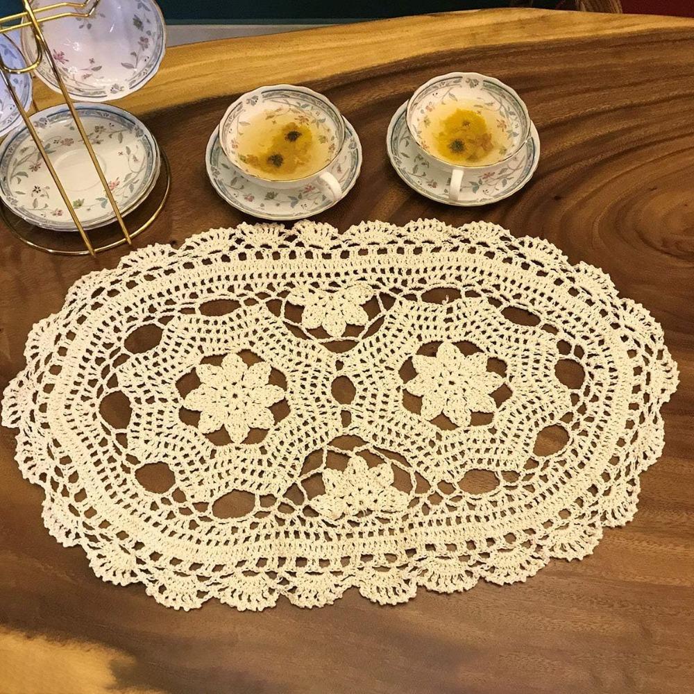 New Oval Crochet Doilies Crochet Cotton 35/40CM Cotton Doilies Table Mats