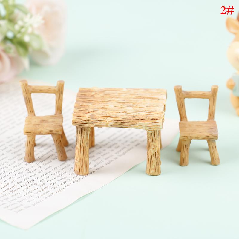 

3Pcs/Kit Furniture Plaything Children Present Table Chair Miniature Craft Resin Dollhouse Miniature Landscape Dining Room Kitchen Decor