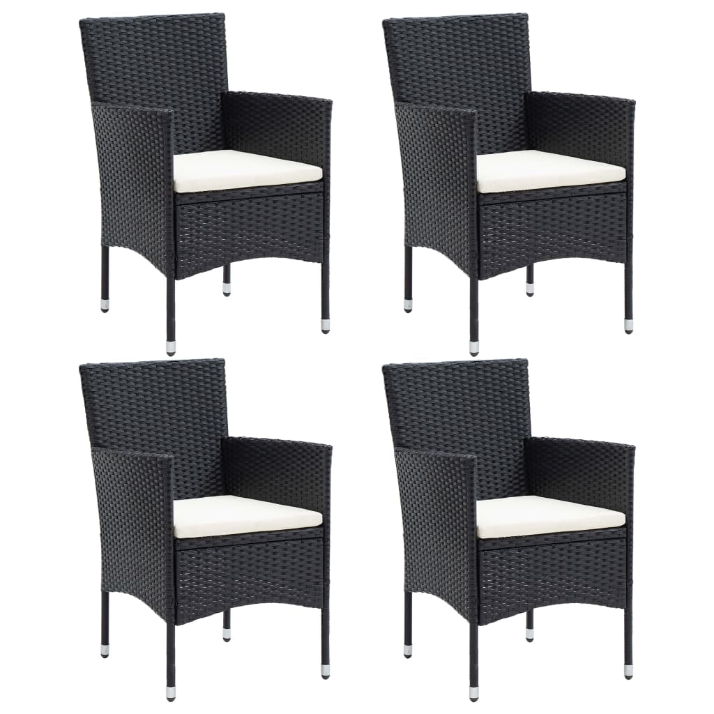 vidaXL Garden Dining Chairs 4 Pcs. Poly Rattan Black