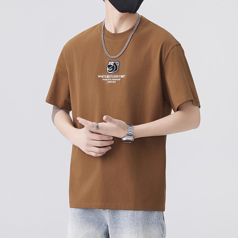 Printed Short-sleeved Bear Letters Simple Relaxed Fit Everyday Top Spring and Summer T-shirt Everyday Half-sleeved