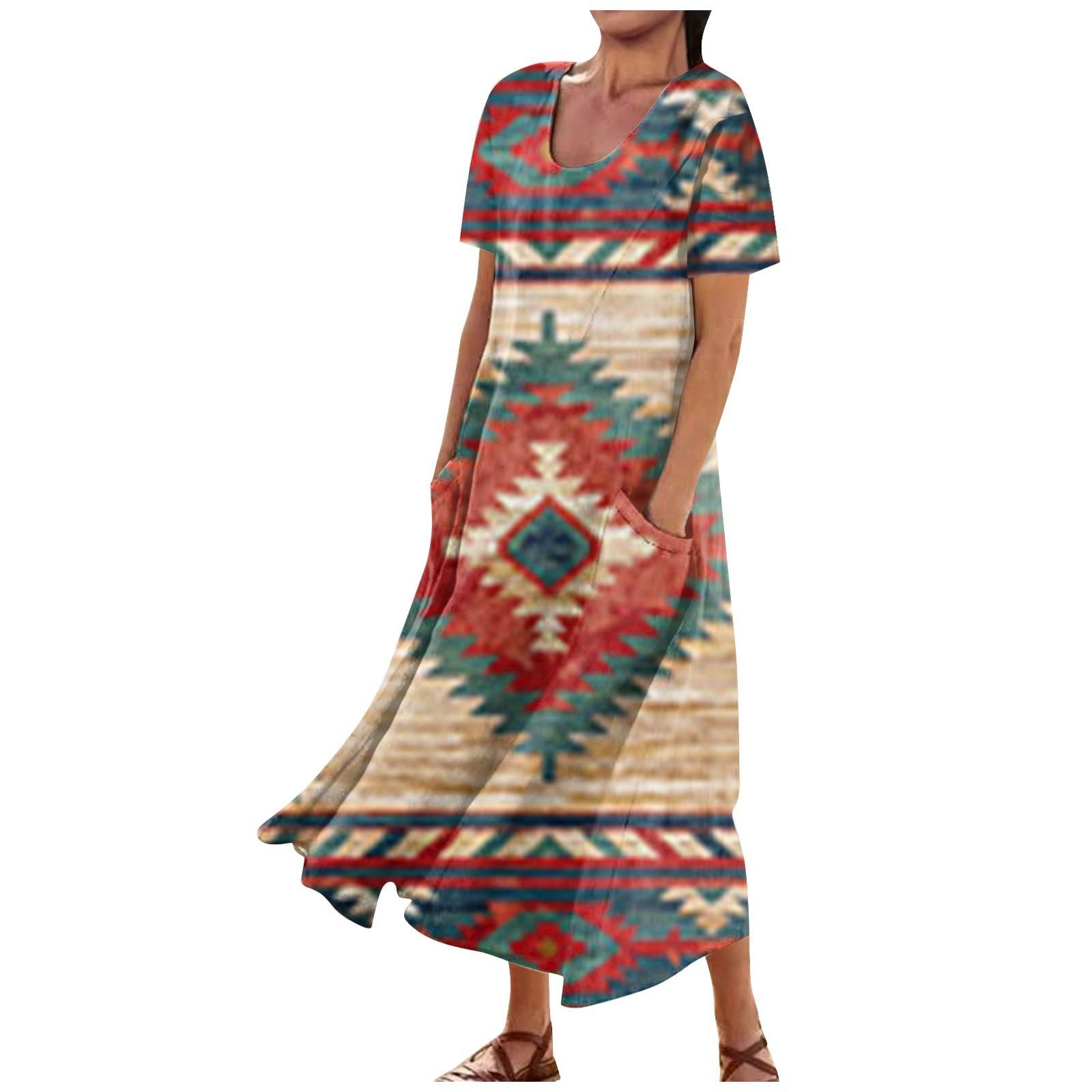 

Женское летнее свободное свободное платье с круглым вырезом и короткими рукавами с карманом L красный