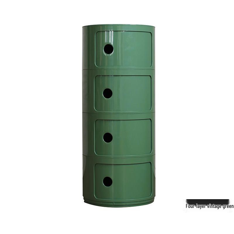 Nordischer runder weißer minimalistischer Nachttisch - Moderner Mini-Seitenkasten aus Kunststoff