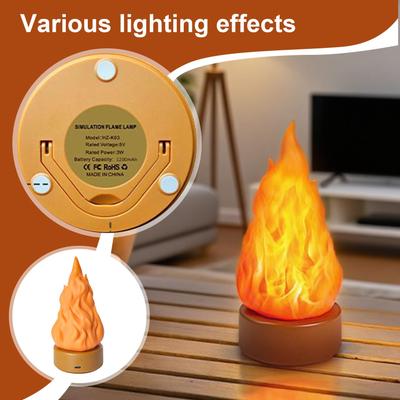 Halloween LED Flame Light Flickering Flame Night Light Desk Lamp 3 Modes Ambient Lighting Home Decor for Outdoor Holiday