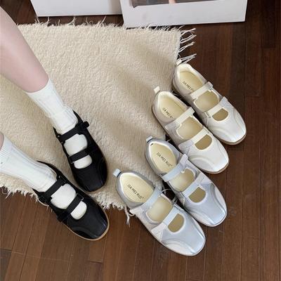 IPPEUM Ballet Sneakers Silver Women Shoes 2025 Summer Mary Janes Ballerina Flats