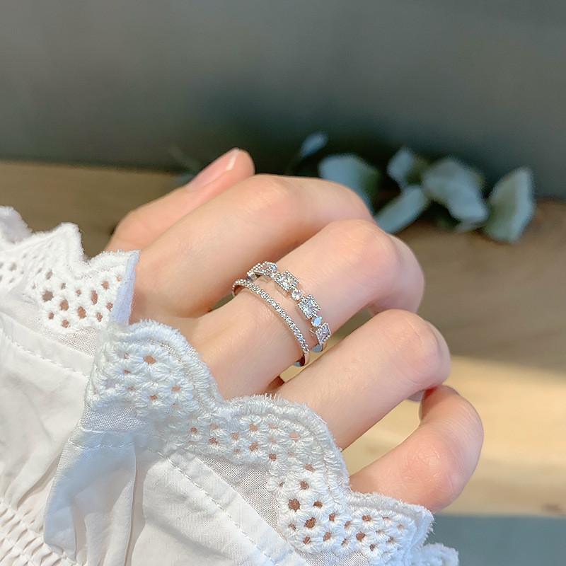 Elegant 925 Sterling Silver Korean Style Vintage Adjustable Open Finger Ring For Women
