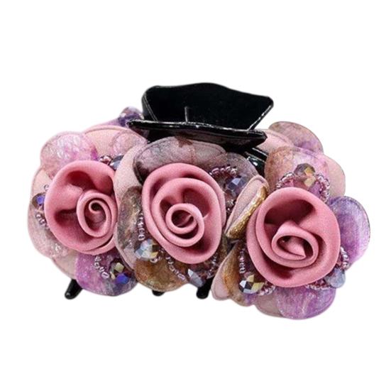 

Нескользящие скрещивающиеся зубы женские волосы коготь цветок бусины декор бант ванна инструмент для укладки волос коготь розовый