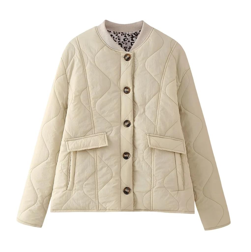 Women'S Quilted Button Cotton Clothing Fashion Comfortable Vintage Casual Jacket