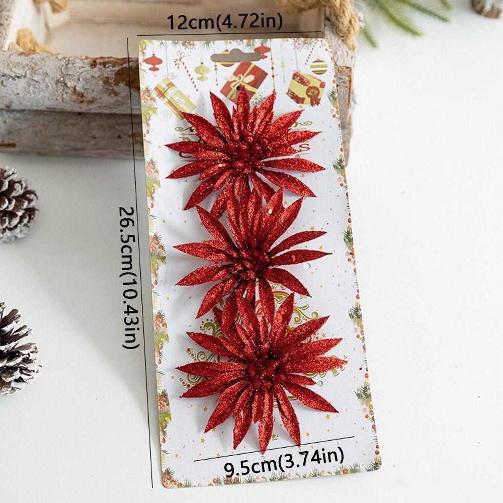 Glitter Artificial Christmas Flower DIY Xmas Decorative Flowers  HolidaySupplies