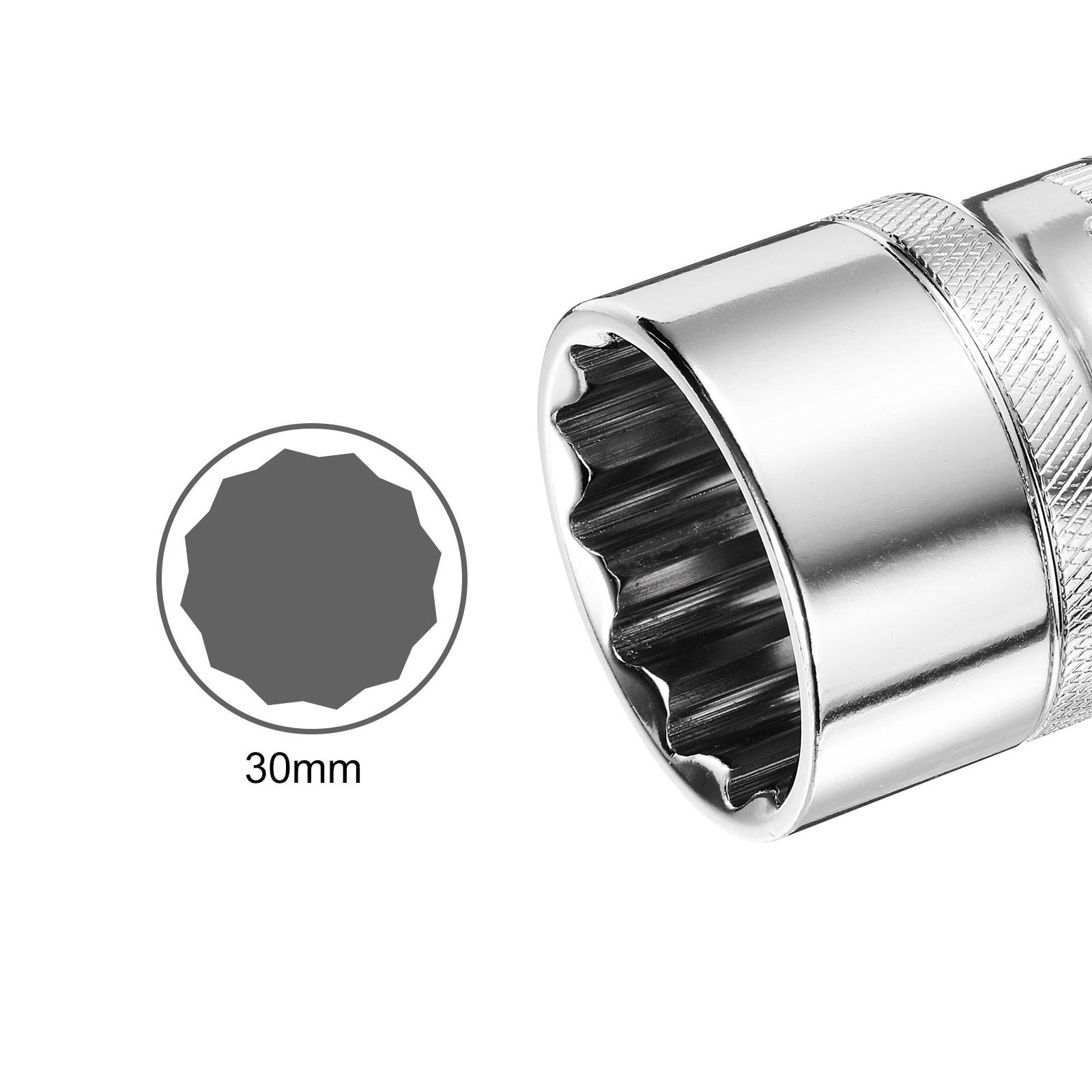 

1/2pcs 12-Point Socket 1/2 Drive 30/34/36mm Deep 45# Steel Metric Shallow Drive Sockets Square Sockets for Car Repair