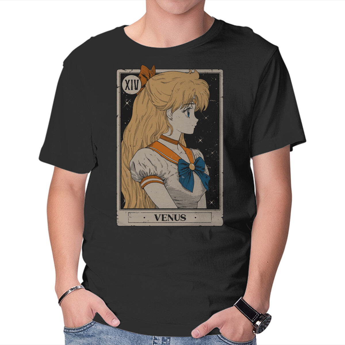 Unisex Crew Neck T-Shirt Vennus Tarot Card Graphic Short Sleeve Casual Tee XS