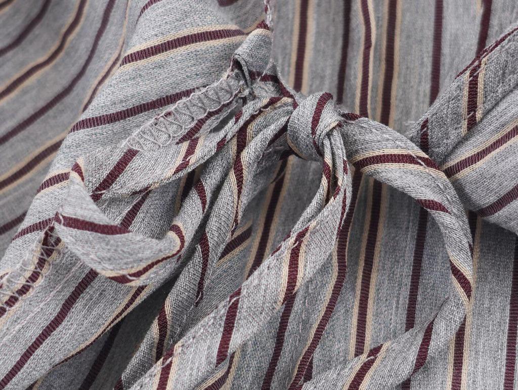 2025 Autumn Women's Slimming Double-breasted Striped Bow Shirt