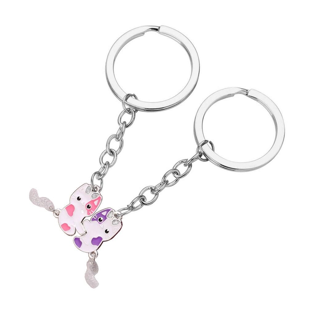 2 Pieces Cute Animal Keychain Set Magnetic Keychains Alloy Material Fashion Bag Pendant Trendy Bag Charm for Kids Girls