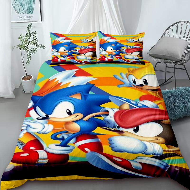 Cool Sonic Duvet Cover Set – Bedding Set, Duvet Cover for The Bedroom, Home Decor – Birthday Gifts for Kids and Teens