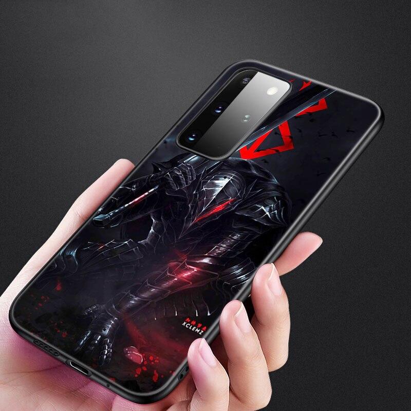 Anime Berserk Guts Phone Case For Samsung Galaxy S20 S21 FE S10 Lite Note 20 10 Lite S8 S9 S10E S10 Plus Ultra Black Soft Cover