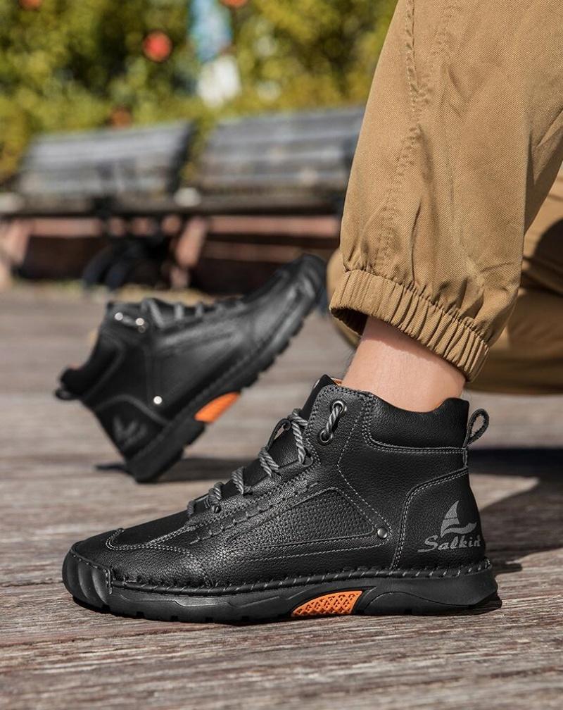 Men'S Hand-Stitched Shoes Plus-Size Casual Shoes Comfortable Soft Ankle Boots Outdoor Non-Slip Wear Boots