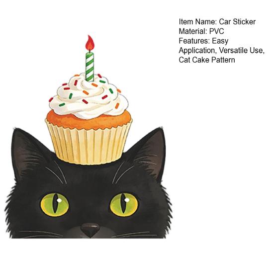 Yousheng Car Sticker, Waterproof Sun-Proof PVC Self-adhesive Traceless Auto Decal, Cat Cake Pattern Funny Sticker for Fuel Tank Caps Car Windows